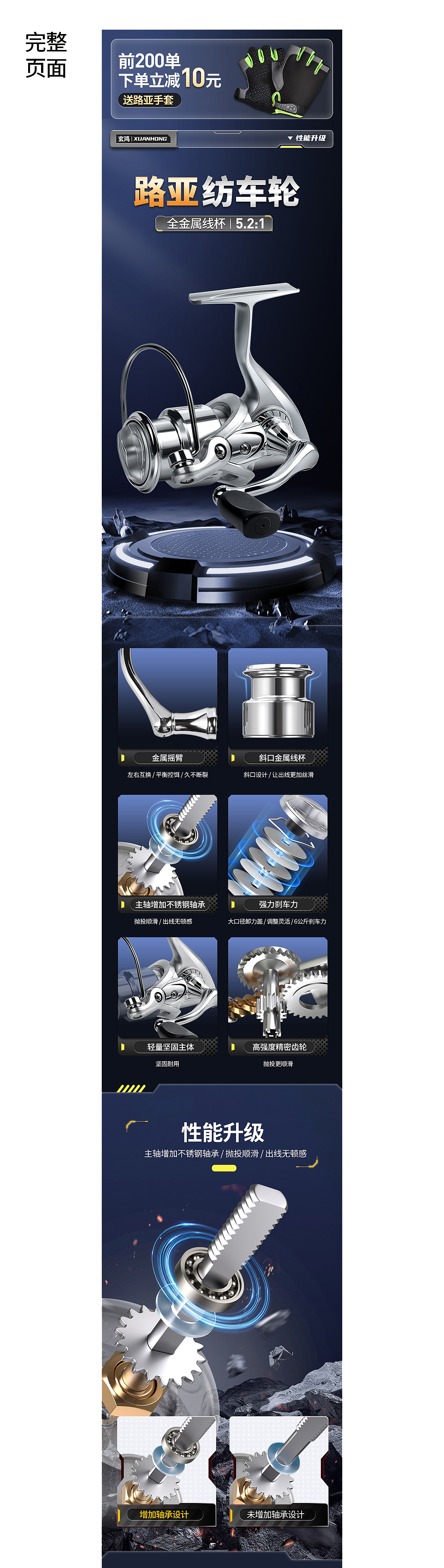 渔具用品-路亚纺车轮详情页设计