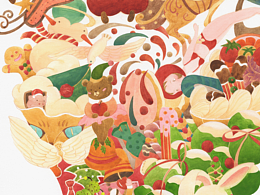 圣誕手繪插畫-繽紛圣誕派對