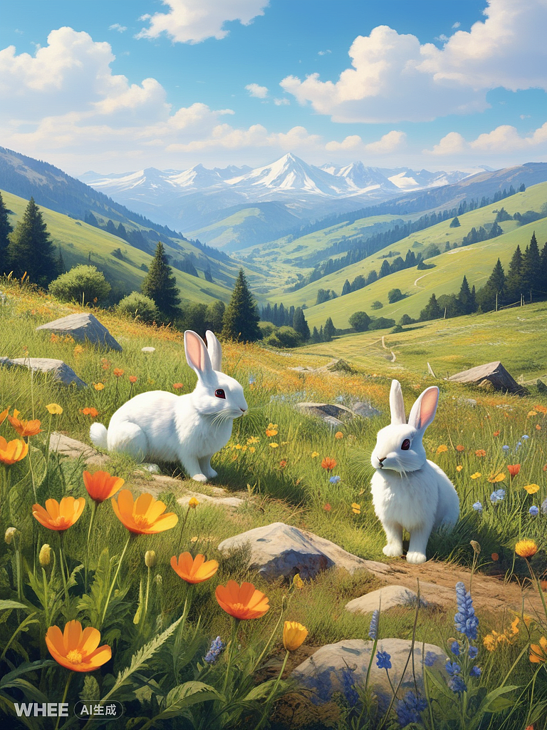 山坡上的小兔子（图ZMzgyNTYwOTI4） - 儿童插画 - 站酷设计师Z433744292原创素材 - 站酷ZCOOL