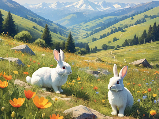 山坡上的小兔子