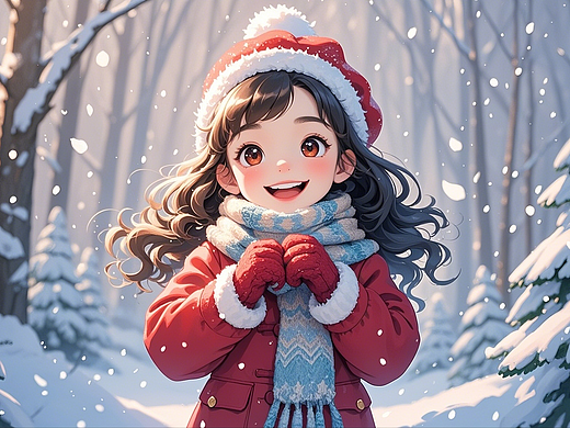 冬季大雪人物