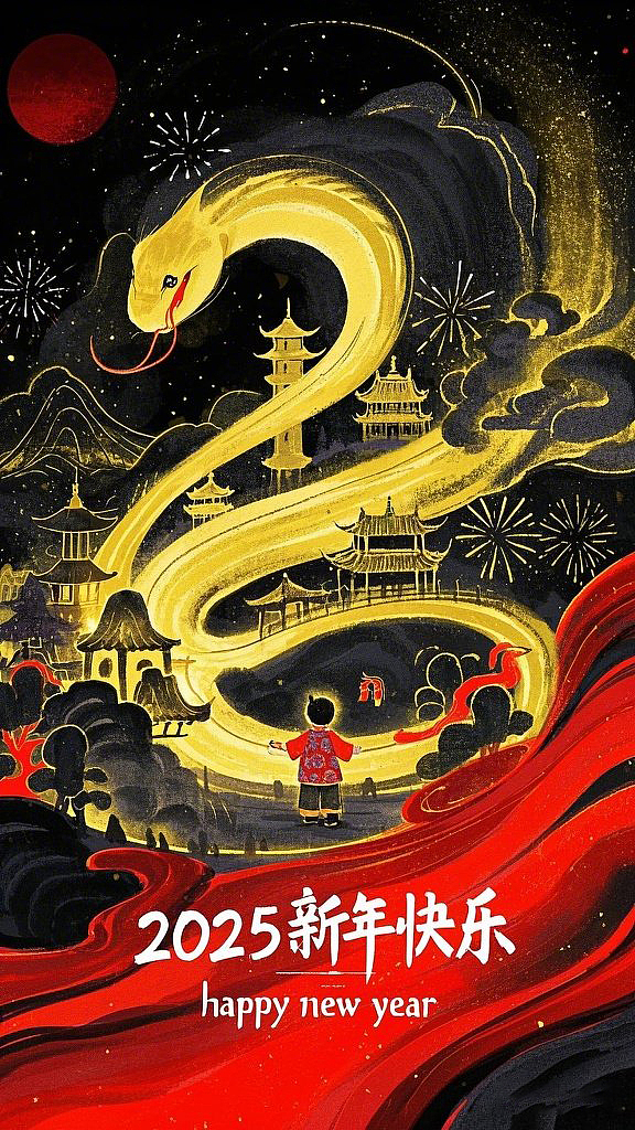 AIGC生成2025新年主题海报