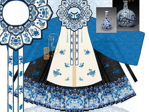 青花瓷文物拟人｜汉服设计