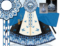 青花瓷文物拟人｜汉服设计