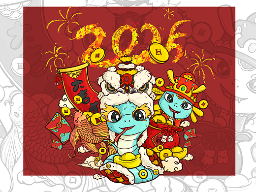 蛇年主题插画 海报设计