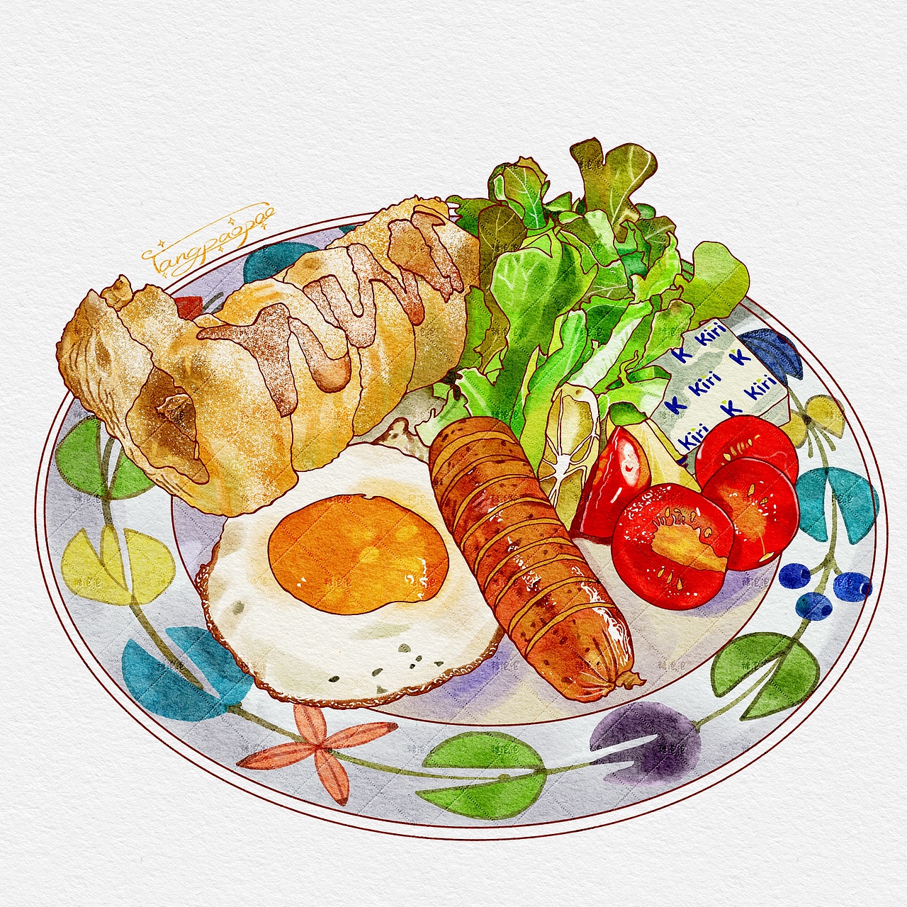 ipad手绘美食插画｜霜糖花生酱面包早餐拼盘（图ZMzgyNjYxNzI4） - 商业插画 - 站酷设计师糖泡泡hazel原创素材 - 站酷ZCOOL