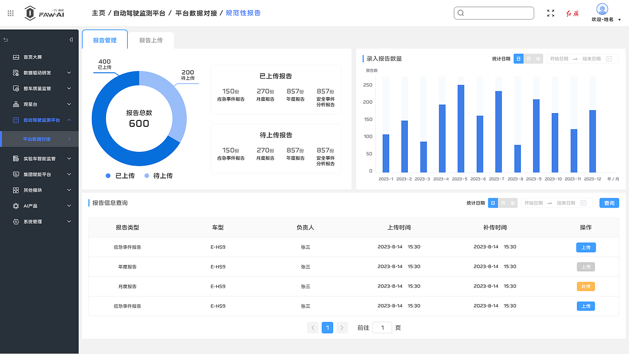 规范性报告-管理页面