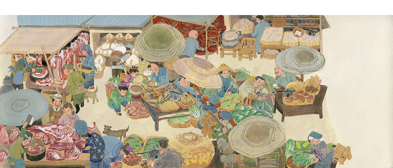 《市集》绘本从草图到成稿（图ZMzgyNjc4NzU2） - 绘本 - 站酷设计师都大笑而不语原创素材 - 站酷ZCOOL