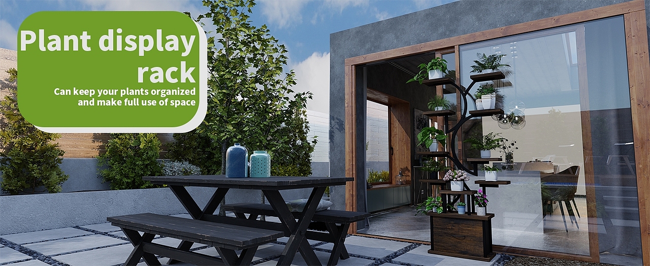 亚马逊 植物展示架 建模渲染 主图 A+