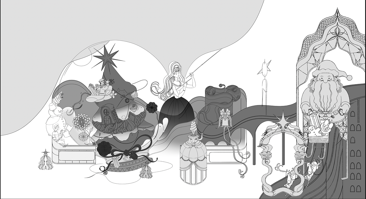 《帘下的圣诞🎄》(图ZMzgyNzE2NDIw) - 艺术插画 - 站酷设计师coop纪社原创素材 - 站酷ZCOOL