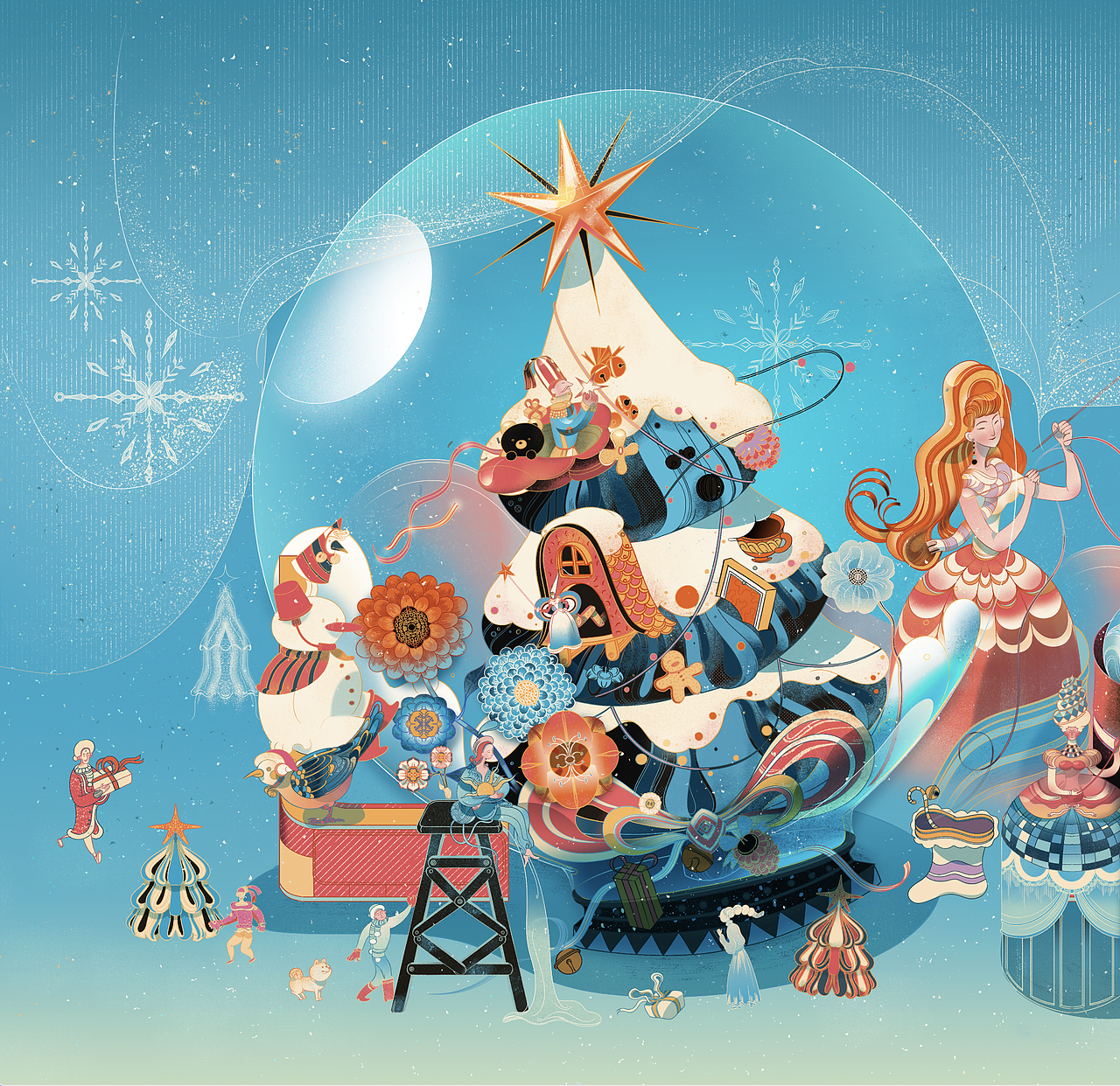 《帘下的圣诞🎄》(图ZMzgyNzE2Njc2) - 艺术插画 - 站酷设计师coop纪社原创素材 - 站酷ZCOOL