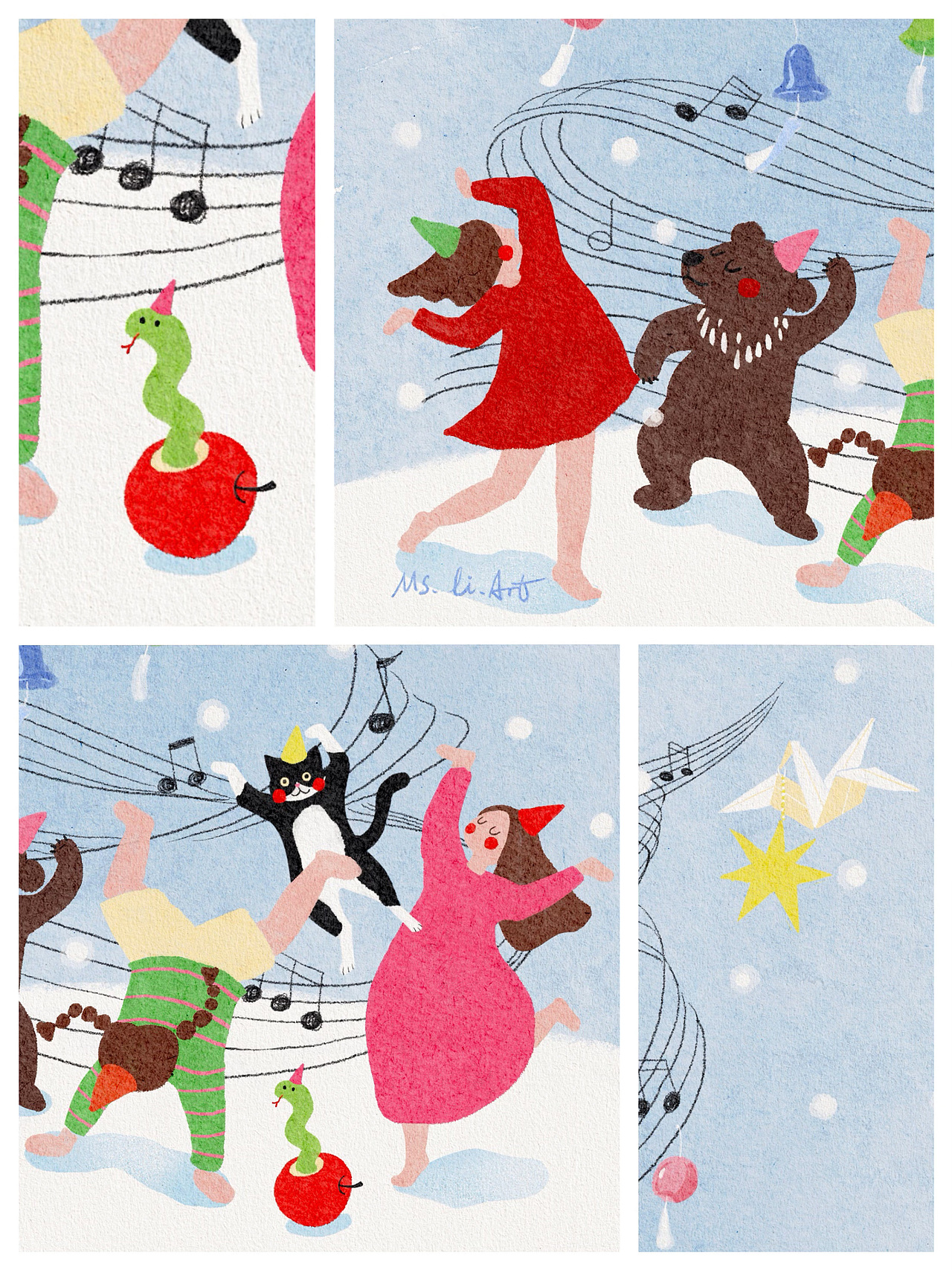 Christmas Dance 🎄（图ZMzgyNzM2MDg4） - 商业插画 - 站酷设计师Ms_Li_Art原创素材 - 站酷ZCOOL