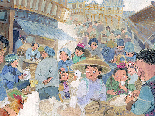 《市集》绘本从草图到成稿