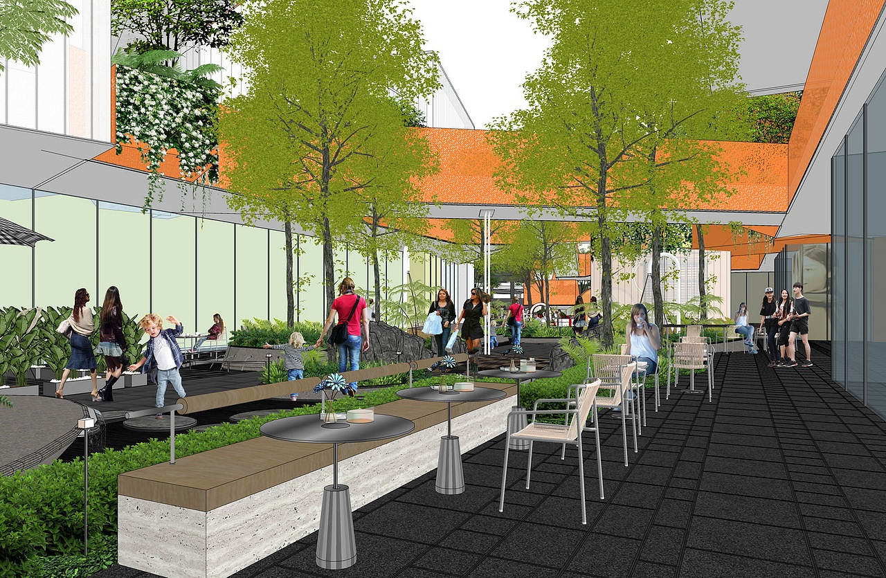 万科时代之光商业街景观SU模型下载