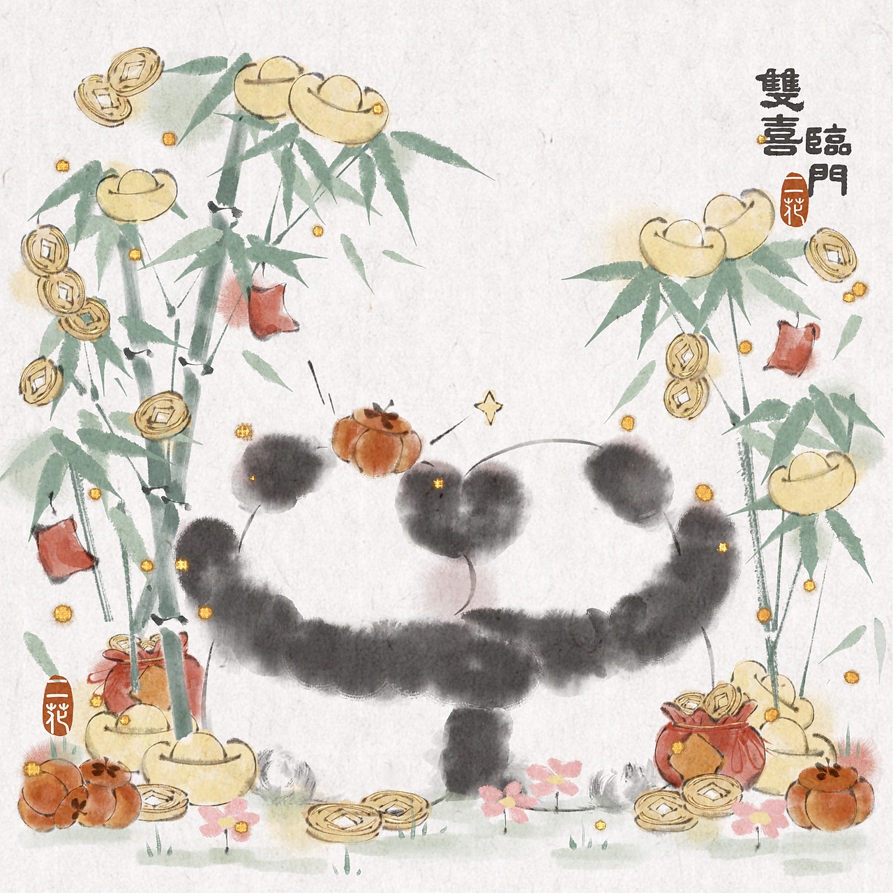 🐼水墨五福熊猫系列合集