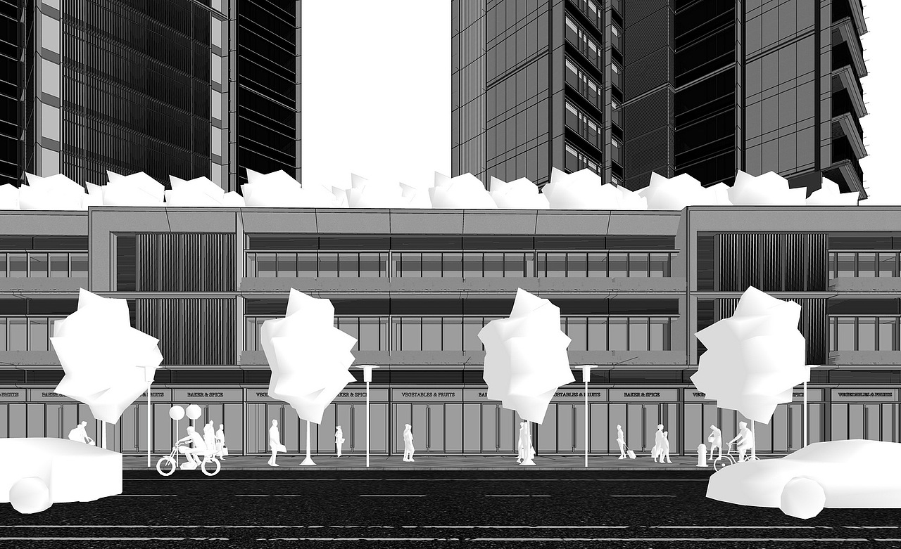 文华府高层住宅+底商SU模型下载