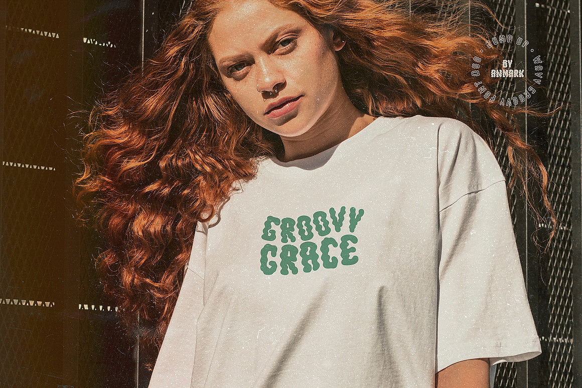 潮流复古扭曲迷幻动感波浪文创海报标题装饰英文字体