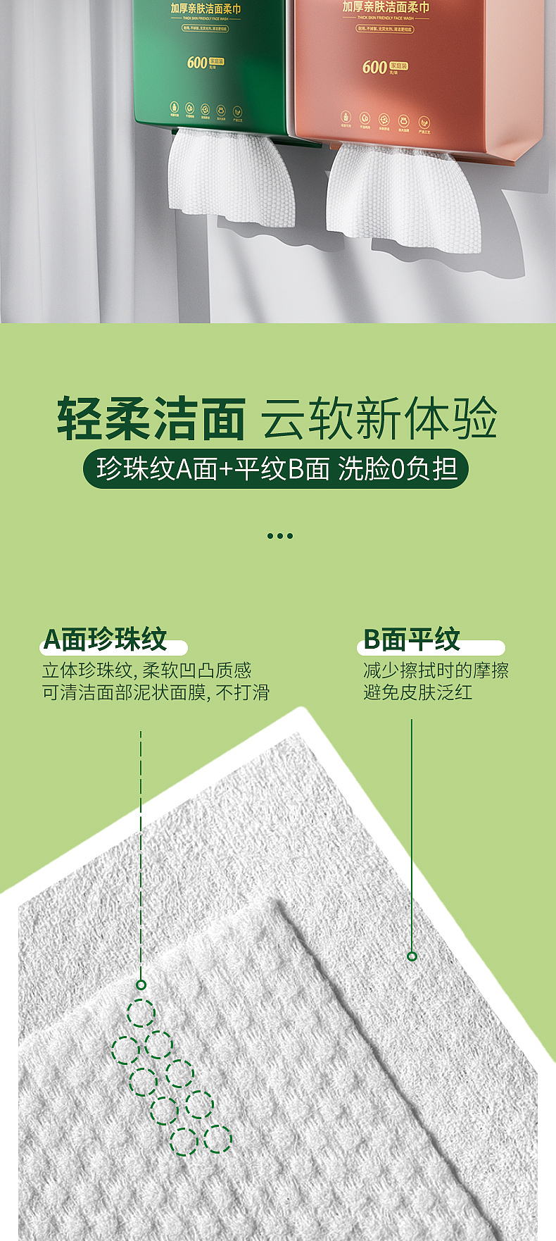 加厚亲肤洁面柔巾主图详情页建模渲染设计家庭装