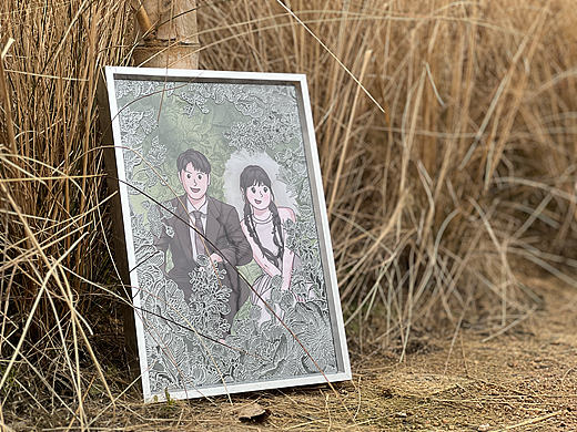花雕沥粉画作品：新婚礼物-02