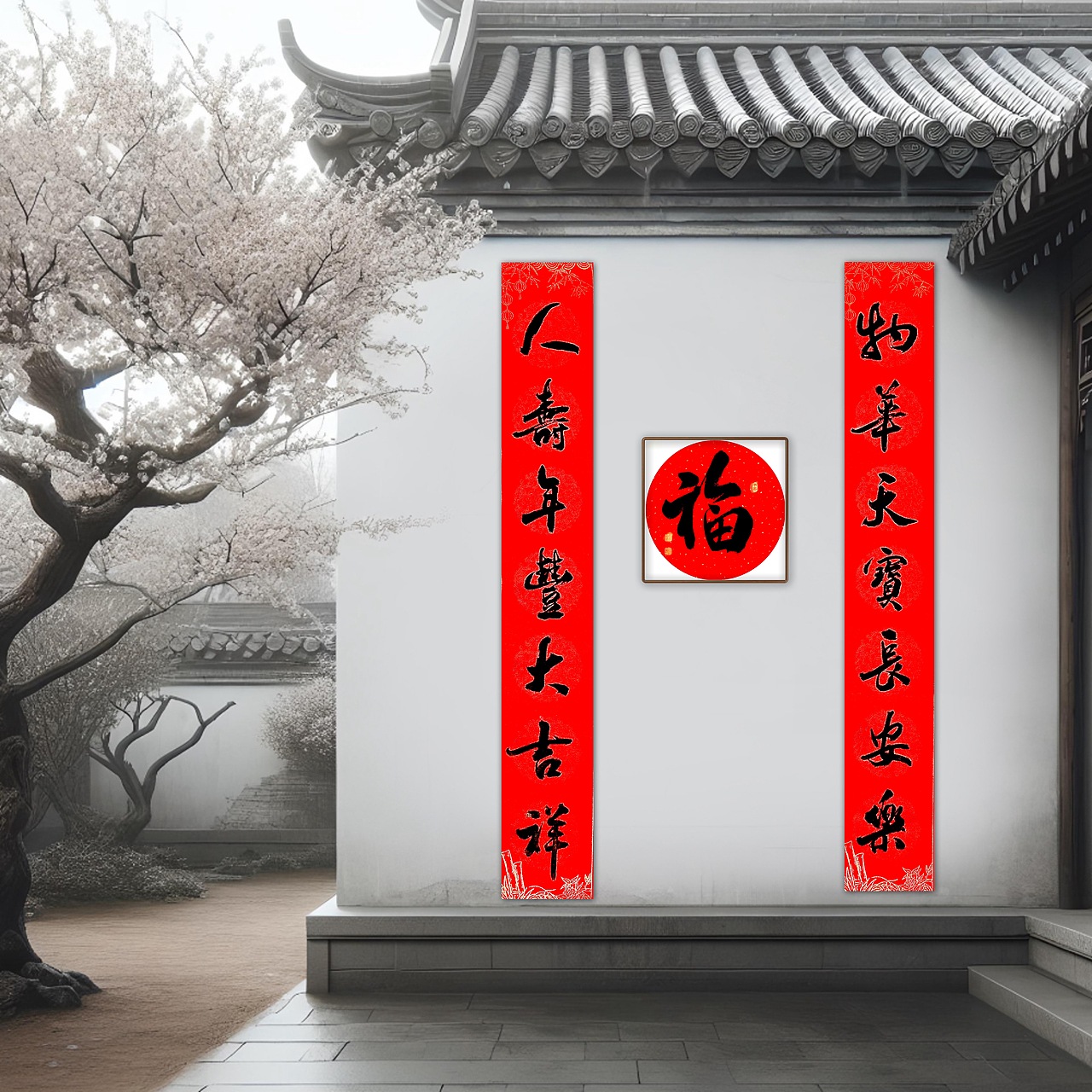 唐旅平书写春联：物华天宝长安乐 人寿年丰大吉祥