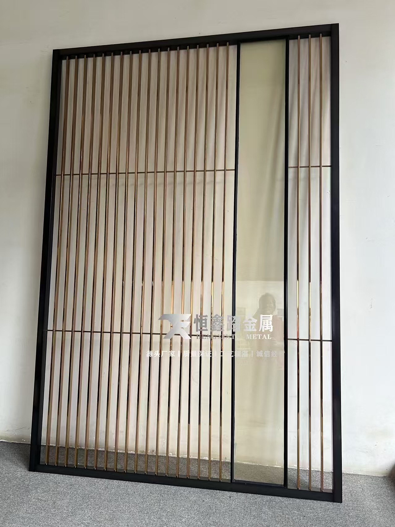 双色不锈钢屏风 镜面拉丝玫瑰金不锈钢屏风隔断