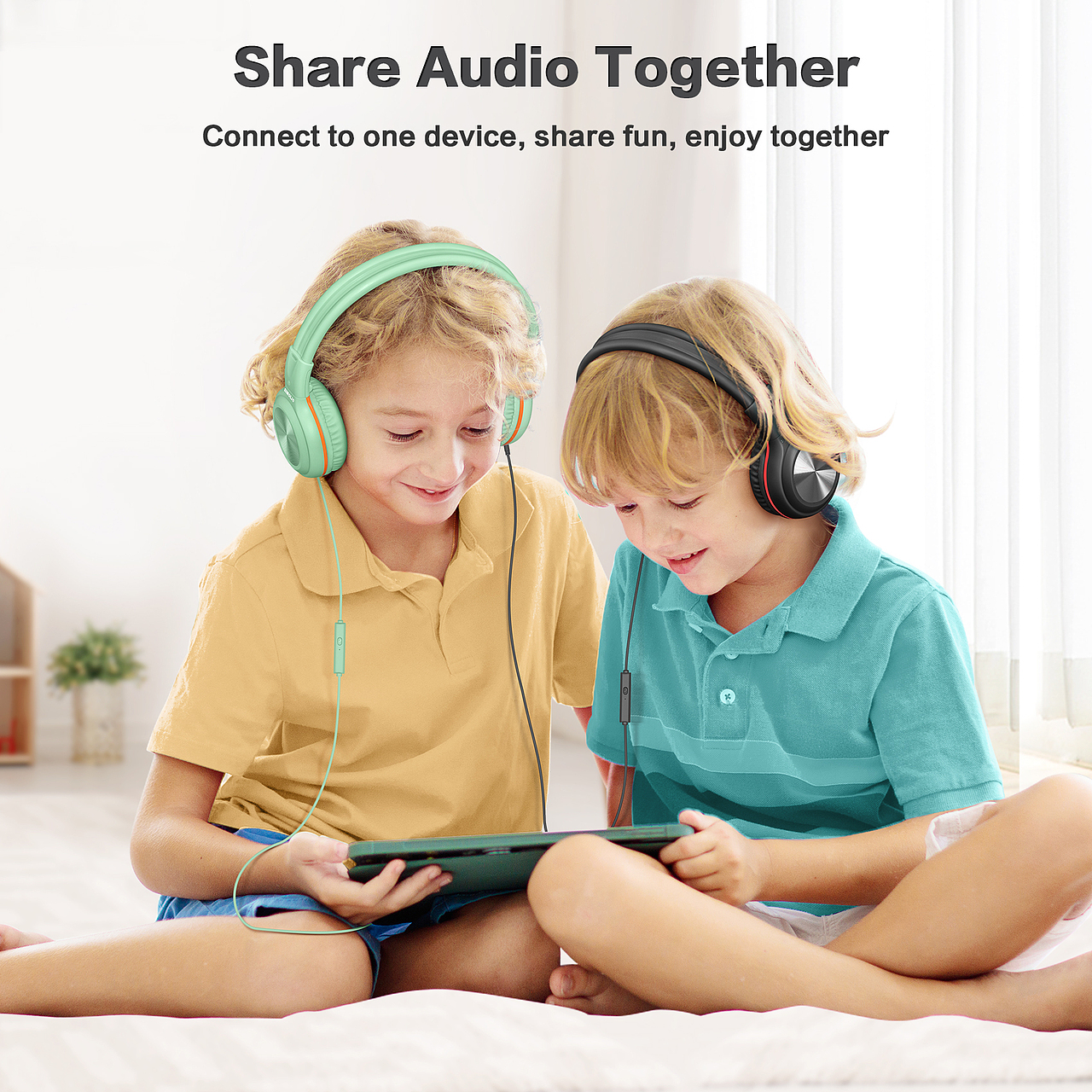 亚马逊儿童有线耳机listing图片独立站耳机主图