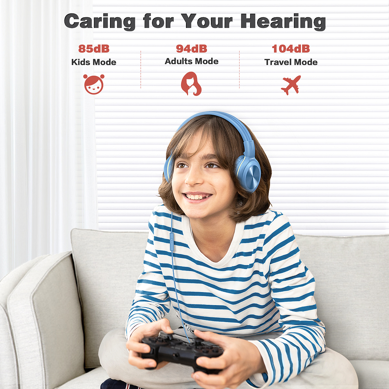 亚马逊儿童有线耳机listing图片独立站耳机主图