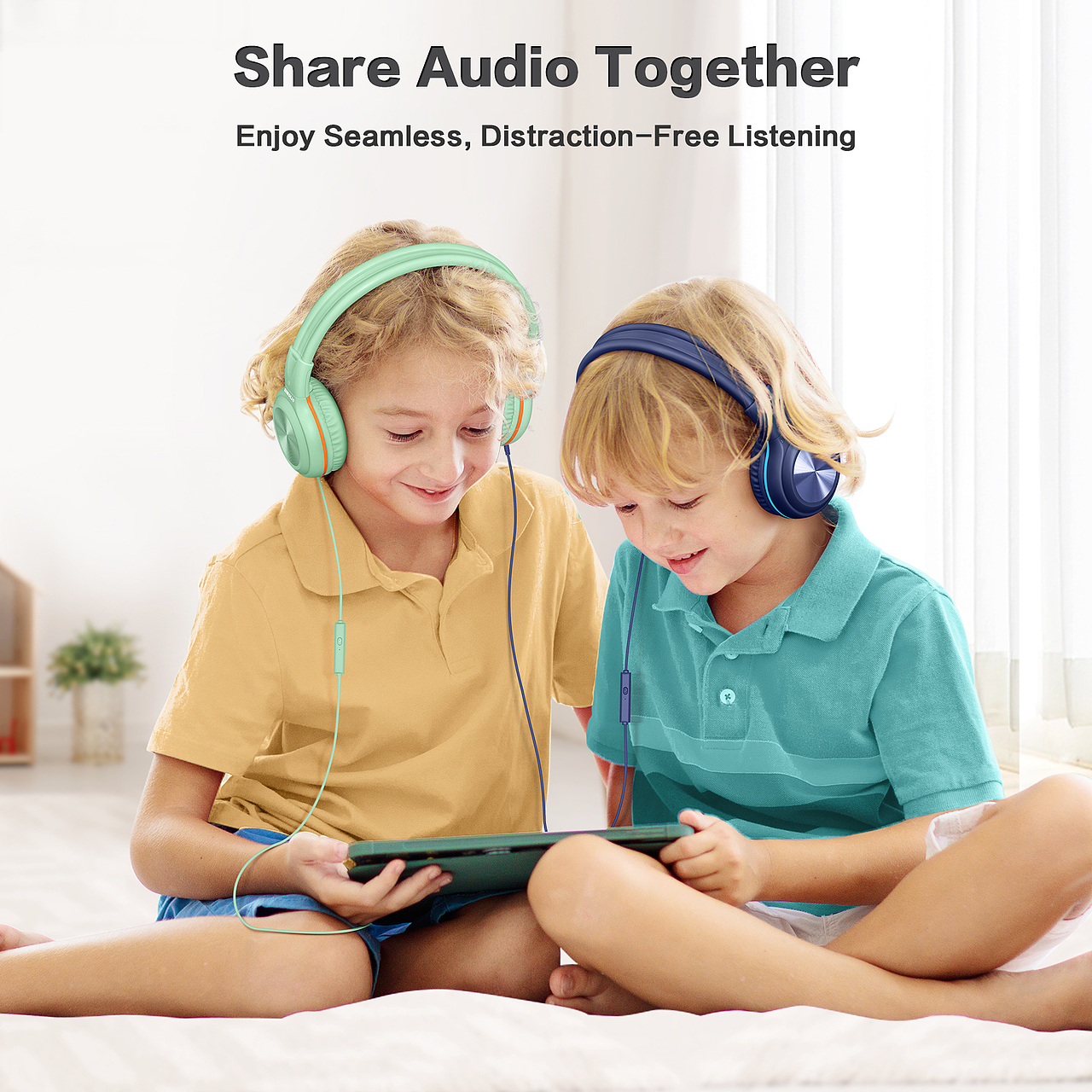 亚马逊儿童有线耳机listing图片独立站耳机主图