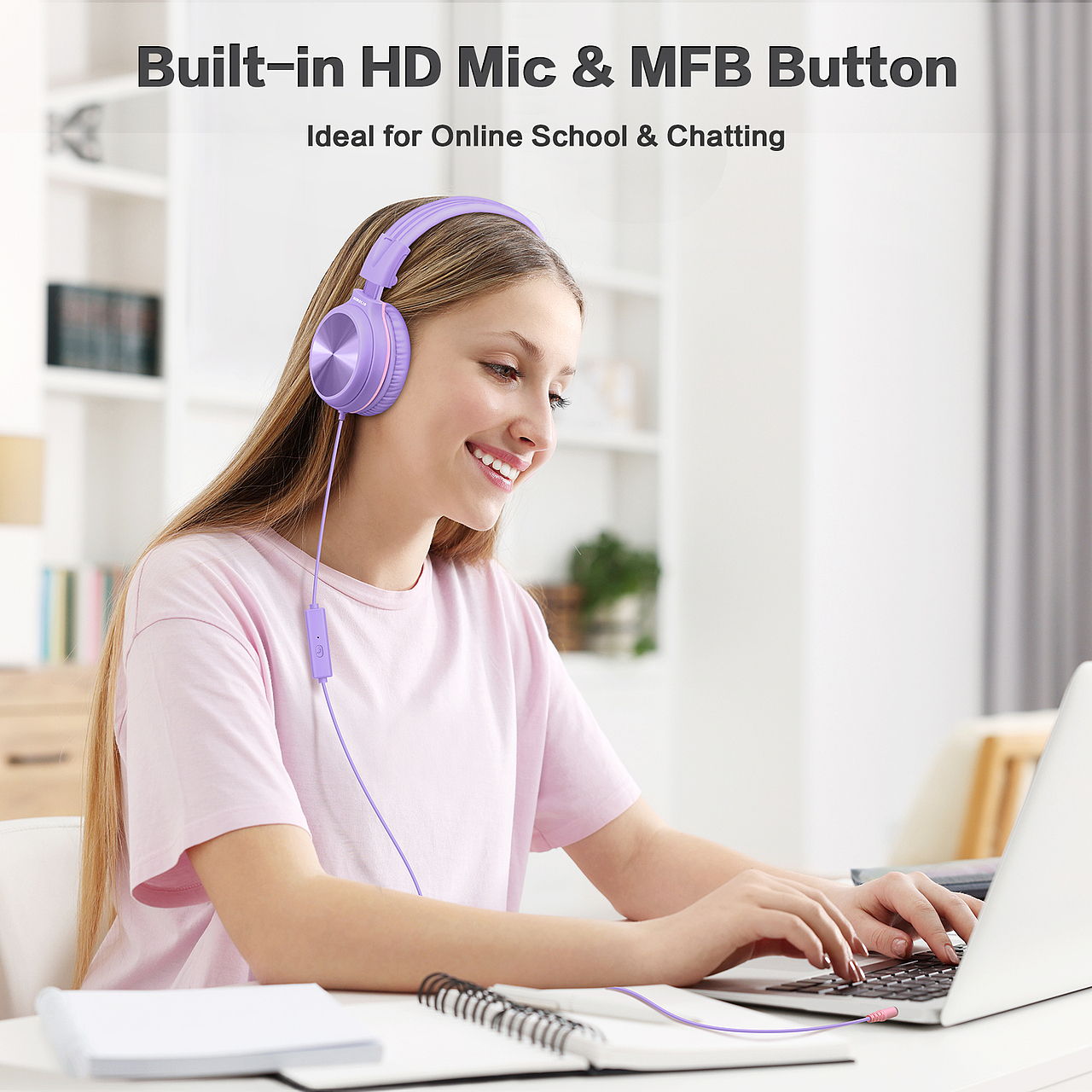 亚马逊儿童有线耳机listing图片独立站耳机主图