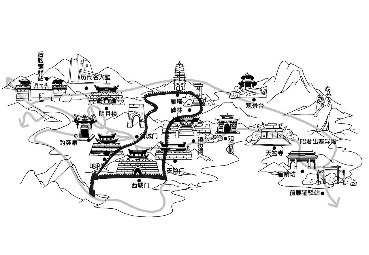 雁门关手绘地图