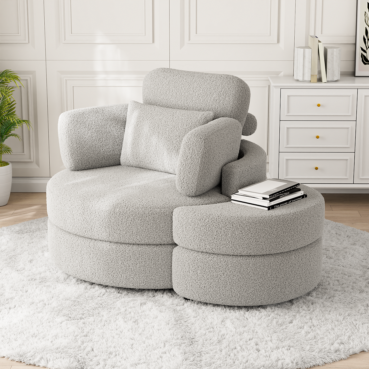 新款摇粒绒月亮椅