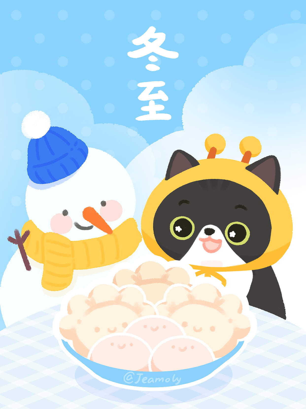 原创IP小猫蜜丨冬至贺图（图ZMzgyOTA0Nzky） - IP形象 - 站酷设计师Jeamoly原创素材 - 站酷ZCOOL