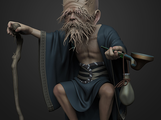 建模师制作《黑神话悟空》土地公模型,细节拉满!