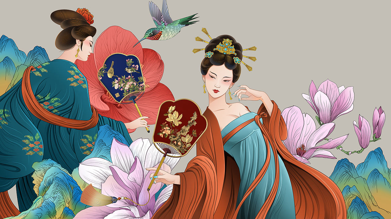 唐代美女产品宣传图（图ZMzgyOTE2OTg4） - 商业插画 - 站酷设计师云飞兮原创素材 - 站酷ZCOOL