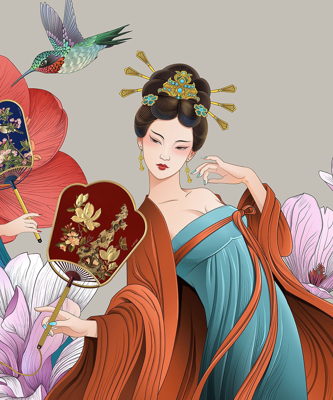 唐代美女产品宣传图（图ZMzgyOTE2OTk2） - 商业插画 - 站酷设计师云飞兮原创素材 - 站酷ZCOOL