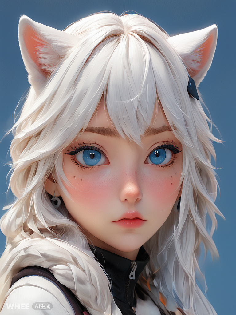 一只名为琉璃 (Liú Lí)的白发女猫