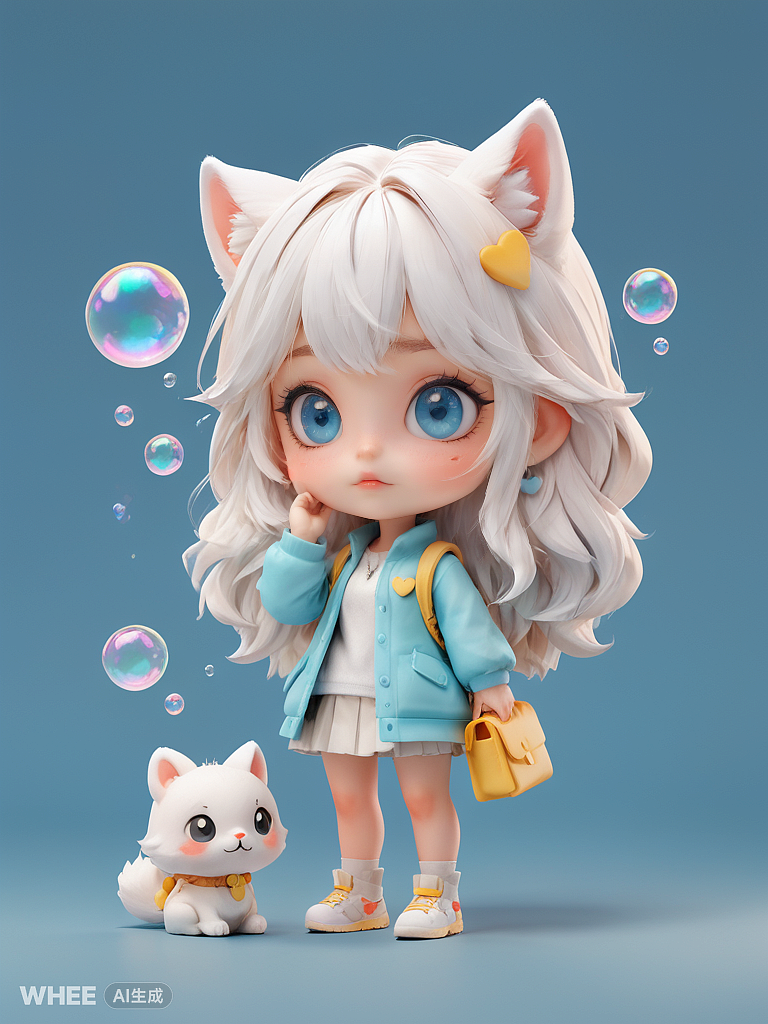 一只名为琉璃 (Liú Lí)的白发女猫