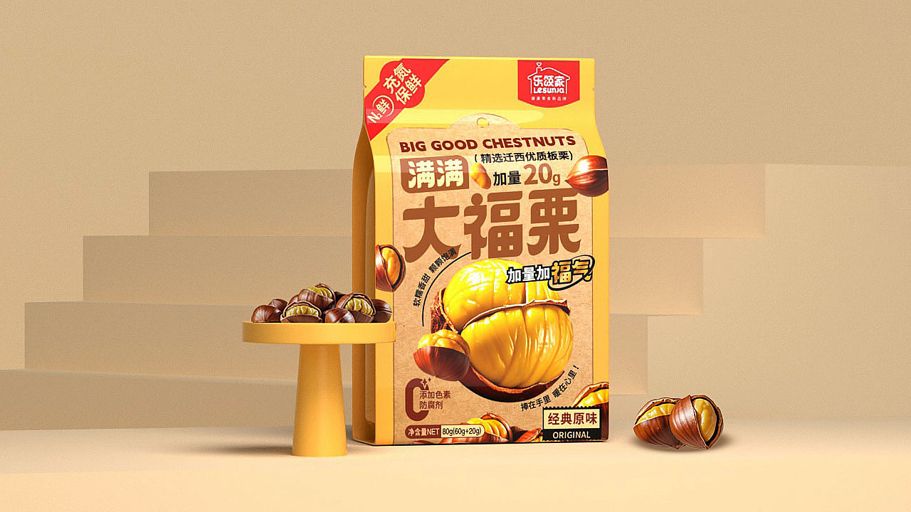 坚果零食包装设计|乐颂家板栗