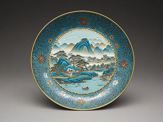 景泰蓝，山水大盘