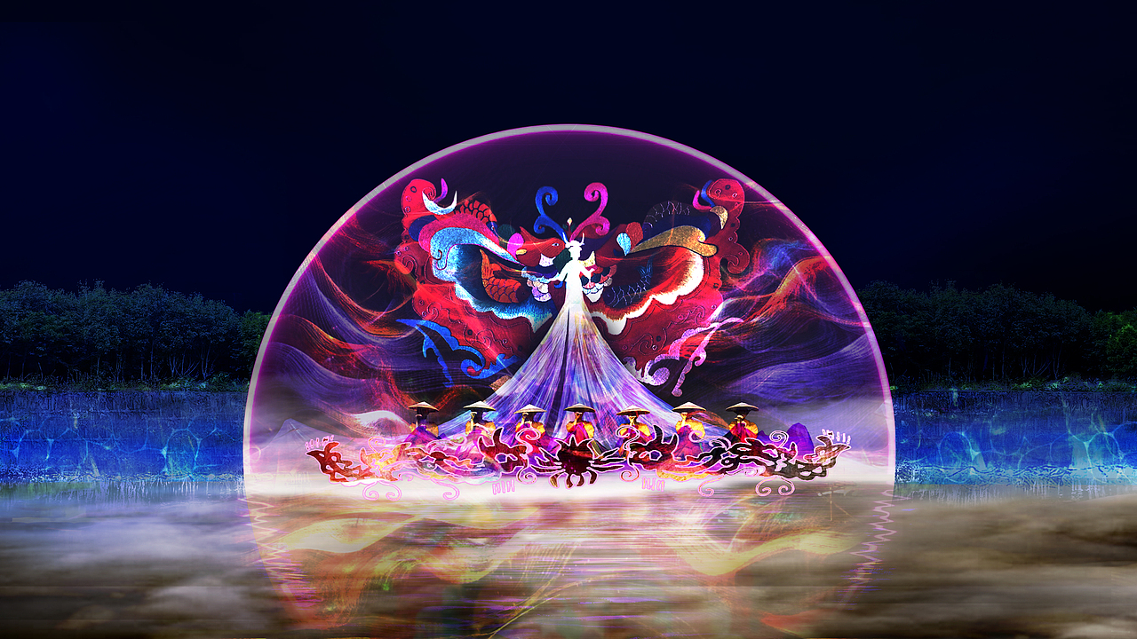 国内首个水上苗乡数字幻游《巫水河边月正圆》