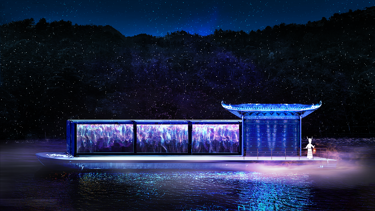 国内首个水上苗乡数字幻游《巫水河边月正圆》