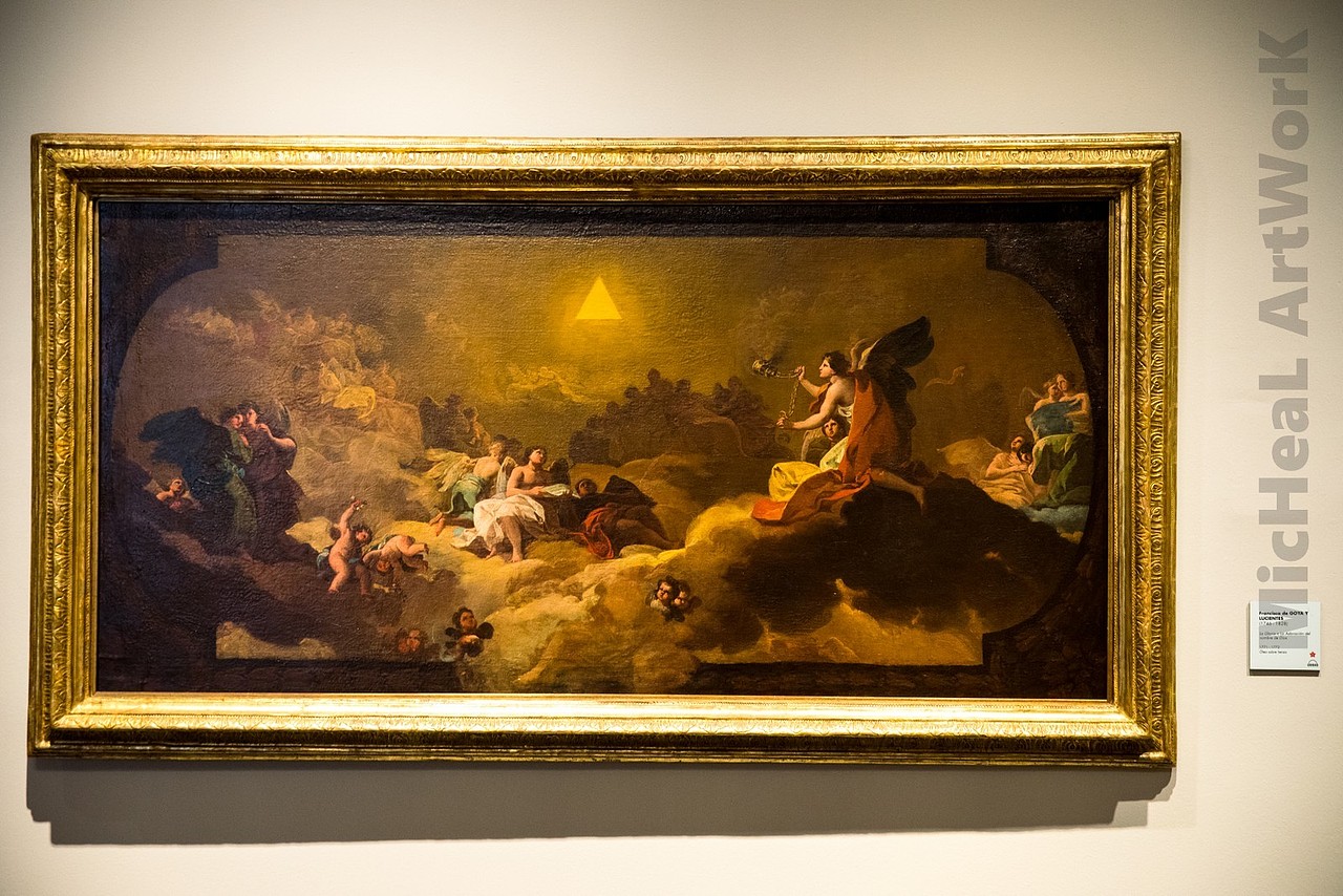 之前提到过这座城市是著名西班牙画家戈雅的老家,那有一座戈雅美术馆就合情合理了~这座博物馆名字略长,叫做戈雅博物馆-伊贝尔卡亚收藏-卡蒙-阿斯纳尔博物馆……很有趣,最早在1979年落成时,它只是卡蒙-阿斯纳尔博物馆,建筑来源于当地帕尔多家族文艺复兴时期的宫殿,收藏则以戈雅的众多绘画作品闻名,最主要的部分是唯一完整版本的戈雅版画作品收藏,这个系列分散得很,但是这里可以看到非常完整按序号编排的版画,非常适合强迫症。图中的这幅《对上帝之名的崇拜》是柱子教堂中戈雅壁画的缩略版草稿。伊贝尔卡亚是当地的银行机构,其出资赞助博物馆收藏了众多藏品,所以全程加入人家的名字,合情合理……当然了这还有一些中世纪或现代画家的作品,算是比较丰富,门脸不大,内容不少,可以消耗相当多的时间……并且会有特展举办,可惜的是,我去是的特展并非消耗了我的时间……