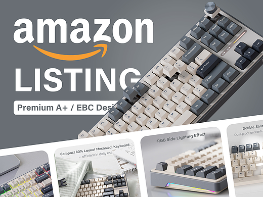 灰色款机械键盘亚马逊listing渲染产品3c数码高级A+