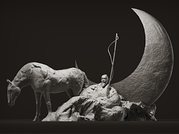 寫意雕塑系列——《胡天明月牧馬還》