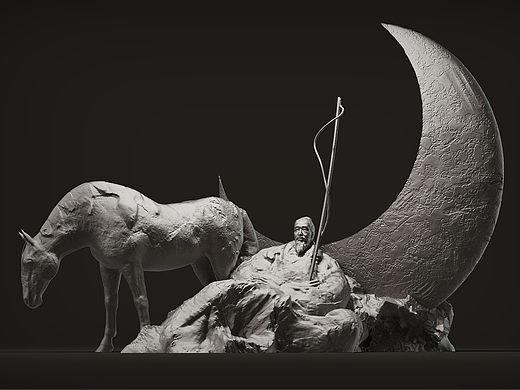 写意雕塑系列——《胡天明月牧马还》