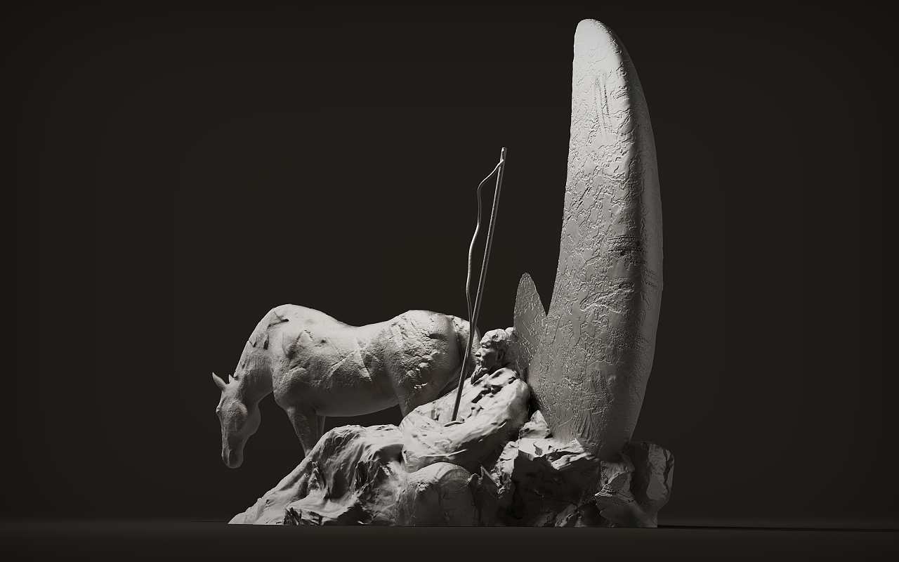 寫意雕塑系列——《胡天明月牧馬還》（圖ZMzgzMDE3MTQ4） - 雕塑 - 站酷設(shè)計(jì)師馮翔雕塑art原創(chuàng)素材 - 站酷ZCOOL