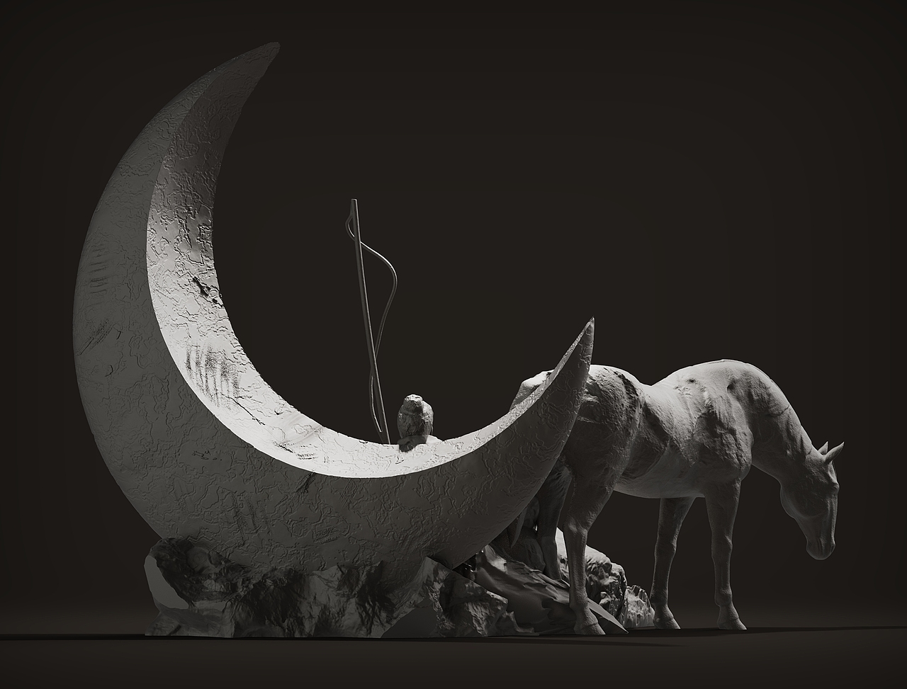 寫意雕塑系列——《胡天明月牧馬還》（圖ZMzgzMDE3MzQw） - 雕塑 - 站酷設(shè)計(jì)師馮翔雕塑art原創(chuàng)素材 - 站酷ZCOOL