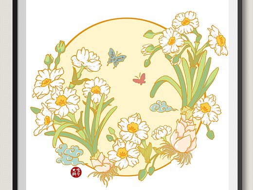 水仙 古风插画