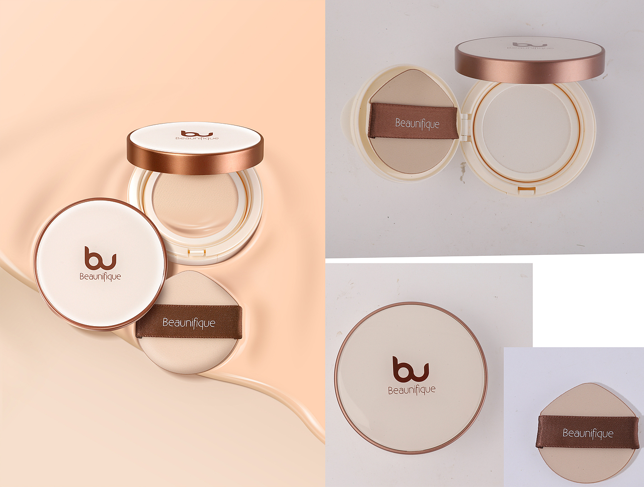 粉底液精修对比图