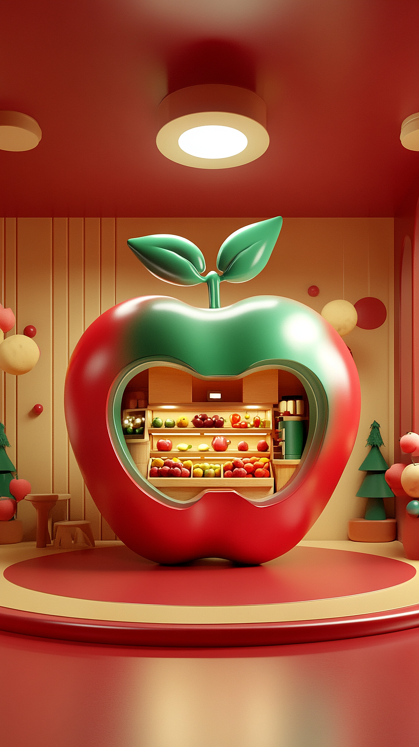 AI绘画——苹果店🍎（图ZMzgzMDM5ODg4） - 商业插画 - 站酷设计师人间欢喜客原创素材 - 站酷ZCOOL